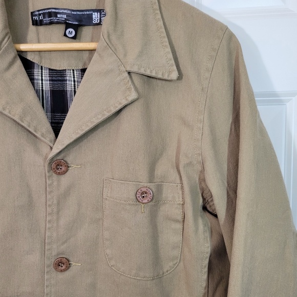 100% Cotton Twill Tan Beige Khaki Coat Jacket Utility Blazer, Men's M - Picture 3 of 11